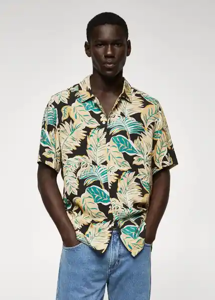 Camisa Manila-H Negro Talla M Hombre Mango