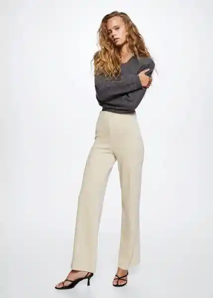 Pantalón Pana Beige Talla 25 Mujer Mango