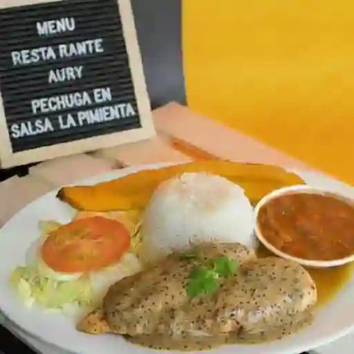 Pechuga en salsa a la pimienta