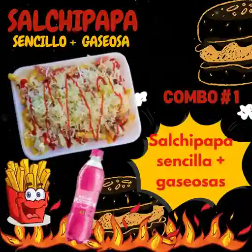 Combo salchipapa sencilla + gaseosa