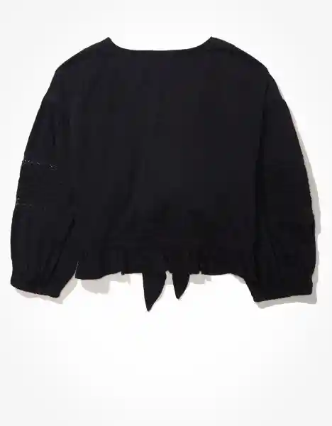 American Eagle Blusa de Encaje en v Negro Talla Medium