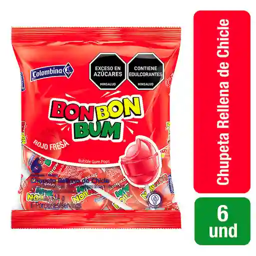 Bon Bon Bum rojo fresa bolsa por 6 und