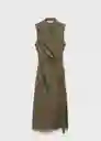 Vestido Fron-w Khaki Talla M Mujer Mango