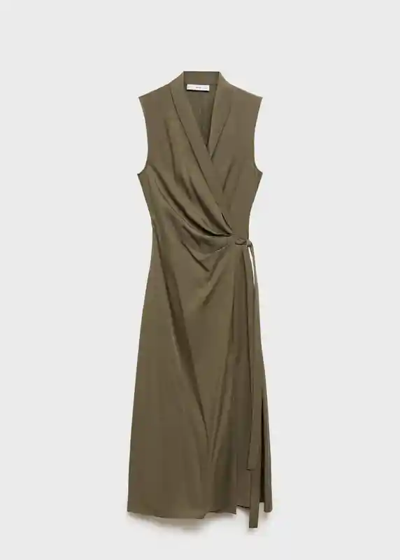 Vestido Fron-w Khaki Talla M Mujer Mango