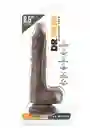 Blush Dildo Dr. Skin Moca Con Succión y Bolas Chocolate 8.5"