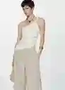 Pantalón Linovis Beige Talla S Mujer Mango