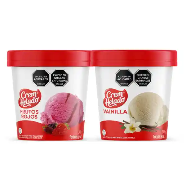 Cream Helado Pack Helado Fruto Rojo + Vainilla 300 g x 2 Und