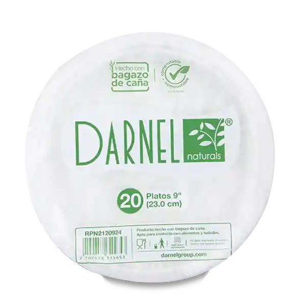 Darnel Plato Desechable Naturals Bagazo