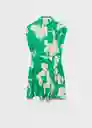 Vestido Flor Verde Talla M Mujer Mango
