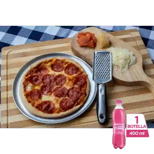 Combo Pizza Peperoni + Postobón Manzana 400 ml