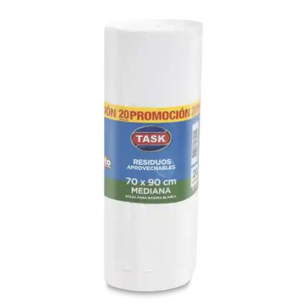 Task Bolsa Basura Mediana Blanca 70 x 90 cm