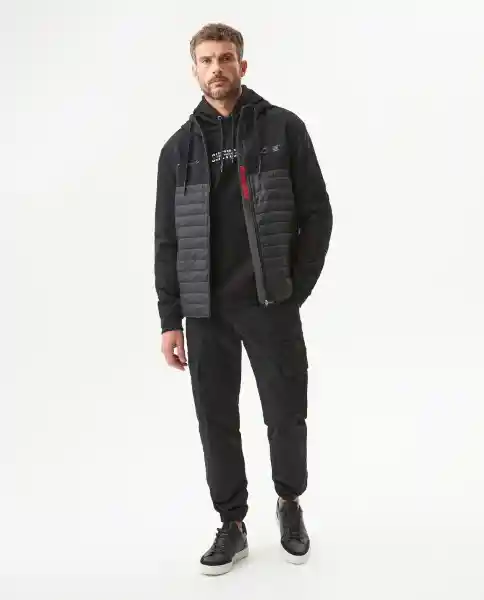 Chaqueta Mixed Fabrics Masculino Negro Sombrio Talla L Chevignon