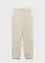 Pantalón Linen Piedra Talla S Mujer Mango
