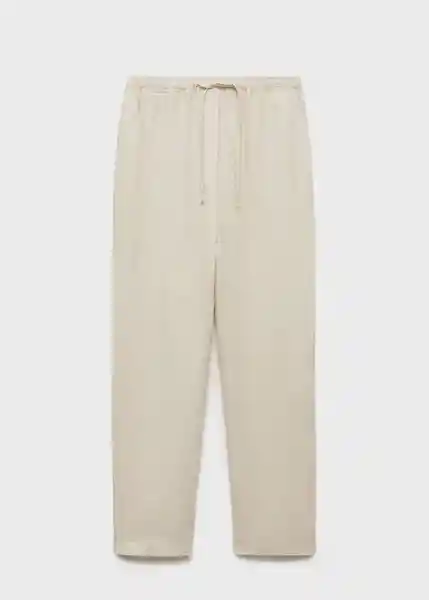Pantalón Linen Piedra Talla S Mujer Mango