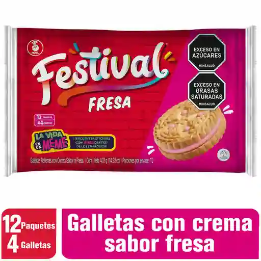 Festival Galletas Tipo Sándwich Rellenas con Crema de Fresa