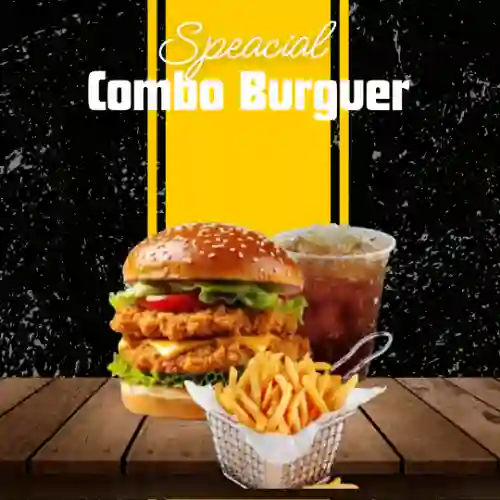Burguer Doble Pollo Crispy + Papas + Tè