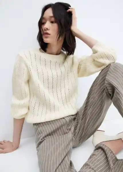 Jersey Piqueton Off White Talla XS Mujer Mango