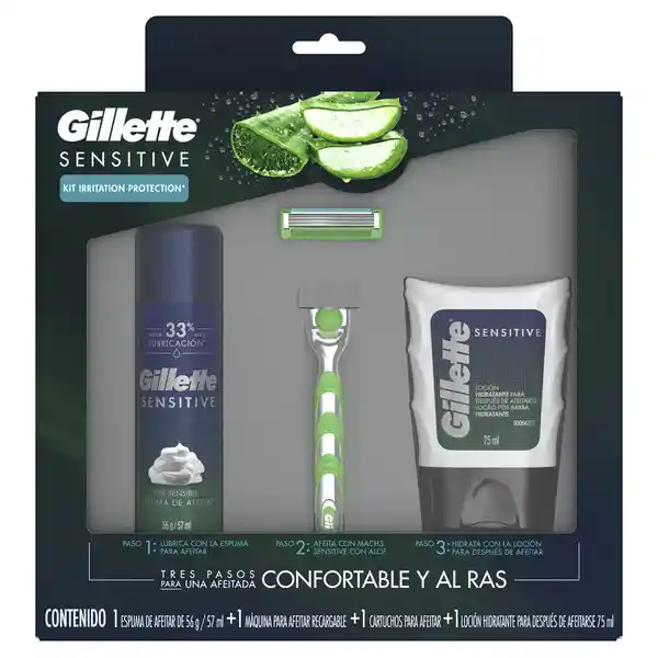 Gillette Sensitive Máquina Para Afeitar Recargable 1 kit