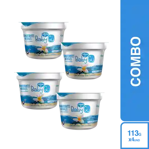 4 x Baby Gu Yogurt Entero Sin Dulce Vainilla Con Probióticos