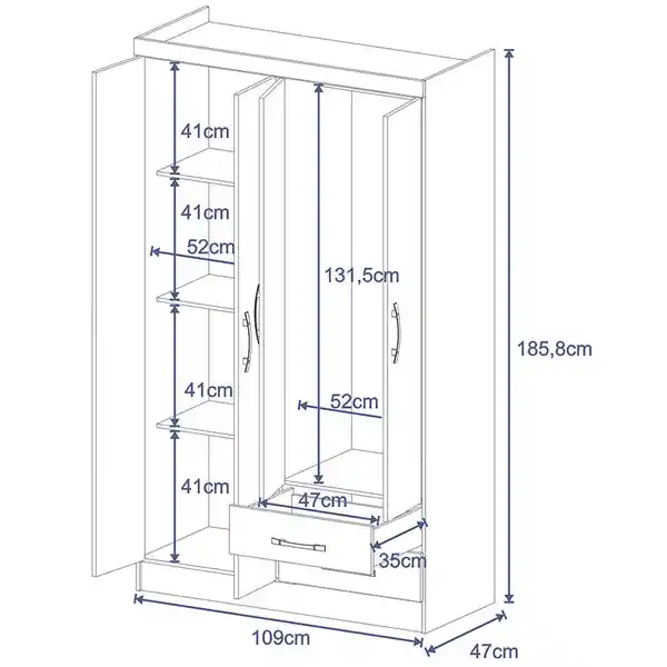 Muebles 2020 Clóset 4 Puertas Fiori Almendra