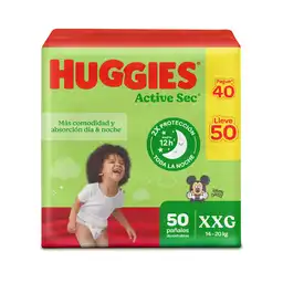 Pañal Huggies Active Sec Etapa 5/XXG Pague 40 Und Lleve 50 Und