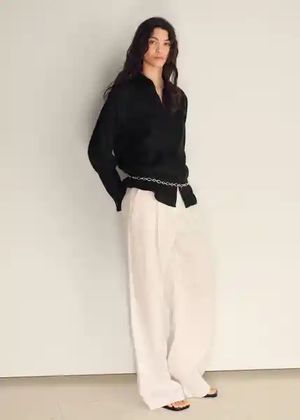 Camisa Samari Negro Talla M Mujer Mango