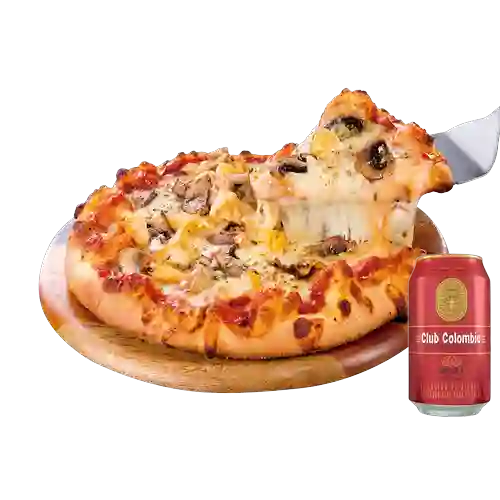 Combo Pizza Pollo&Champiñones + Club Cola Roja Lata 330ml