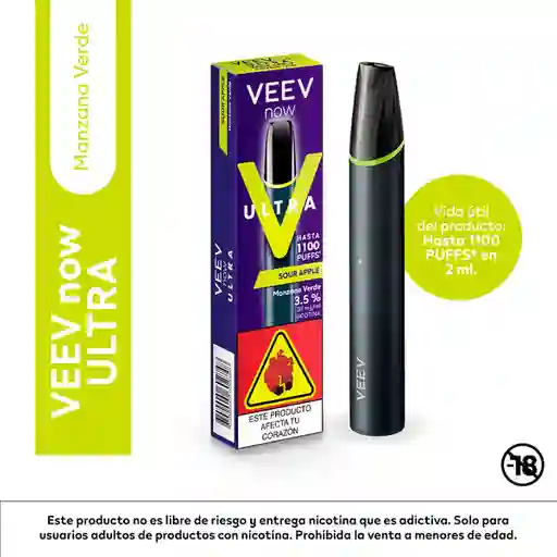 VEEV now ULTRA Manzana Verde. Hasta 1100 PUFFS en 2ml.