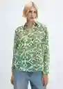 Camisa Laurel-H Verde Talla M Mujer Mango