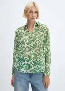 Camisa Laurel-H Verde Talla M Mujer Mango