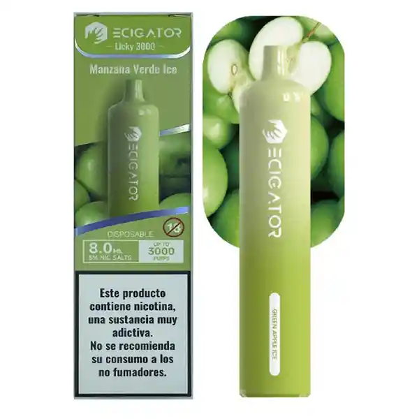 Ecigator Vapeador Manzana Verde Ice 3000 Puffs 5%