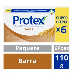 Jabón Antibacterial Protex Avena Barra Caja 110 g x 6