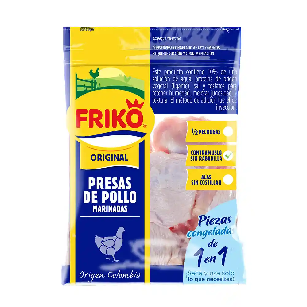 Contramuslo friko sin rabadilla en bolsa congelada 10 unidades friko 