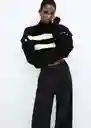 Buzo Jersey Double Negro Talla L Mujer Mango
