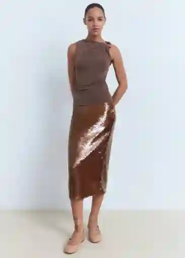 Top Petri Taupe Talla M Mujer Mango