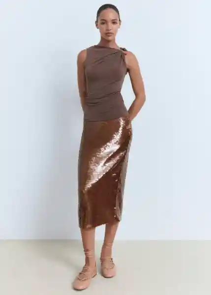 Top Petri Taupe Talla M Mujer Mango
