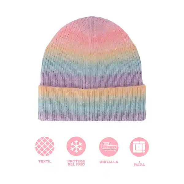 Gorro Tejido Serie Miniso Degradado Rosa Naranja Miniso