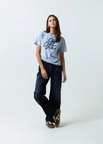 Camiseta Mujer Azul Zen Claro Talla M 402G002 Naf Naf