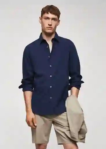 Camisa Soller Índigo Talla M Hombre Mango