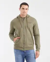 Buzo Hoodie Graphic Sleeve Verde Cerro Oscuro Talla XL Chevignon
