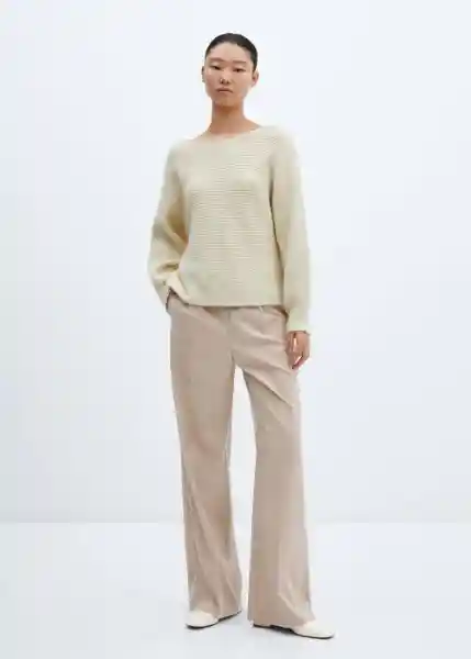 Pantalón Lazy Beige Talla S Mujer Mango