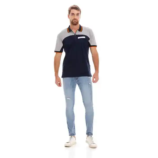 Marithé Francois Girbaud Camiseta Polo Azul y Gris Talla S