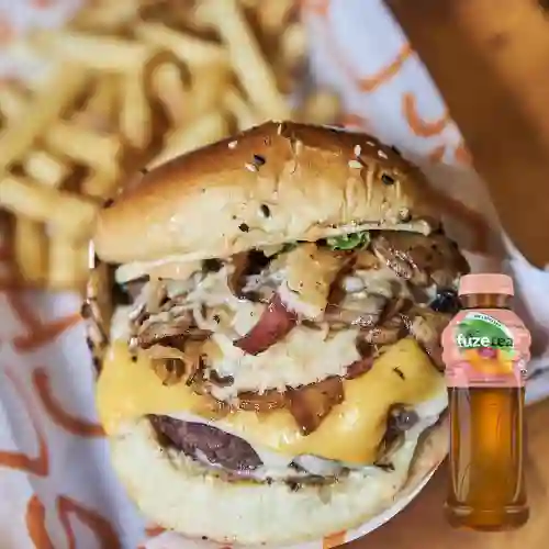 Hamburguesa Mushroom Bacon +Fuzetea Durazno 300ml