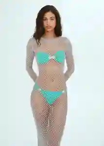 Vestido Pruna Plata Talla S Mujer Mango