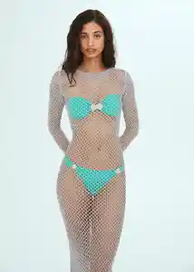 Vestido Pruna Plata Talla S Mujer Mango