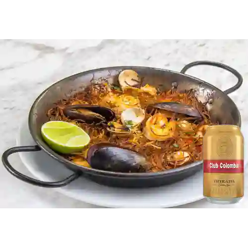 Combo Fideuá de Mariscos + Club col. Dorada Lta 330ml