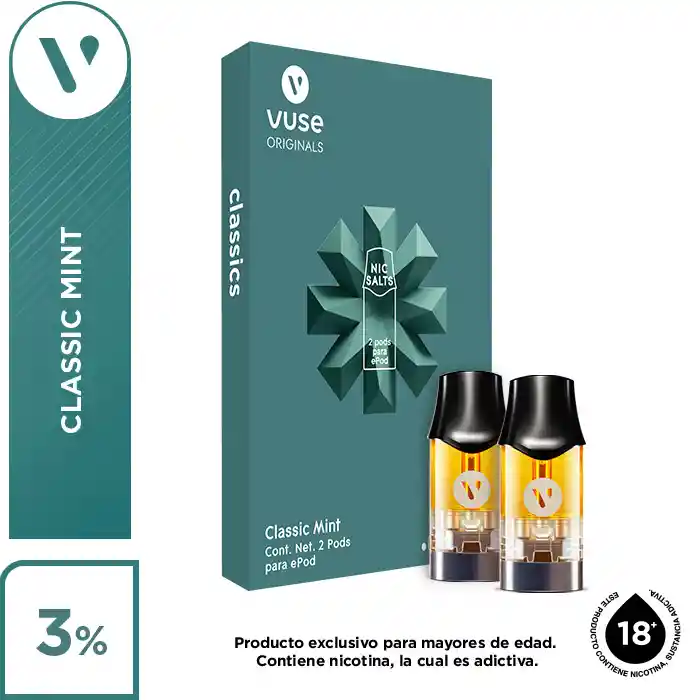 Capsula Vuse Classic Mint 34 Mg Caja X 2Und