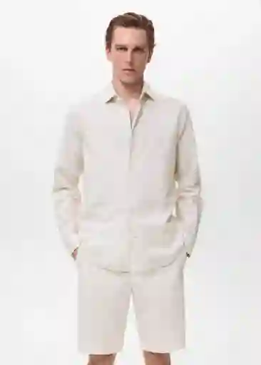 Camisa Rug1 Off White Talla M Hombre Mango