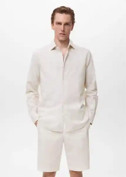 Camisa Rug1 Off White Talla M Hombre Mango