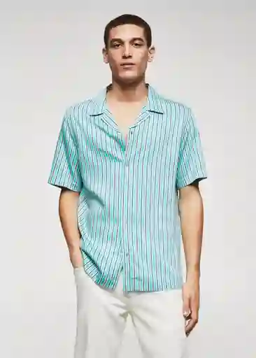 Camisa Benalup Agua Talla L Hombre Mango